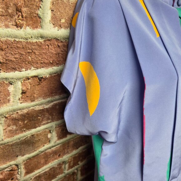 Geometric Abstract Dress XL | Purple Blue Button Down Artsy Boho Festival Indie - Picture 5 of 5